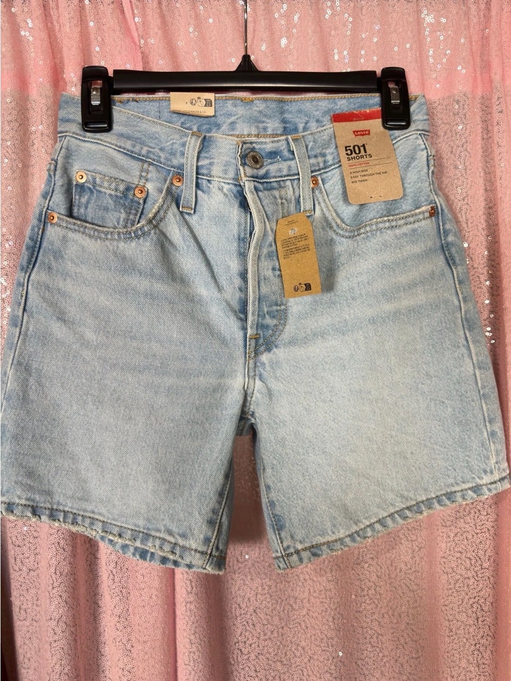 Levi's 501 High-Rise Light Blue Denim Shorts - Size 24